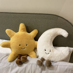 Coussins en peluche joyeux Soleil et Lune