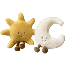 Coussins en peluche joyeux Soleil et Lune