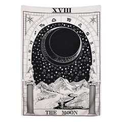 Monochromer Tarot-Wandteppich „Der Mond“