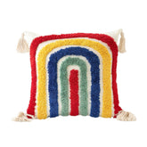 Housse de coussin touffetée arc-en-ciel