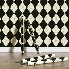 Abnehmbare Tapete im Vintage-Argyle-Muster