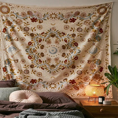 Tapisserie Mandala Lune Florale Vintage