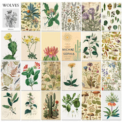 Kit de collage mural vintage à base de plantes