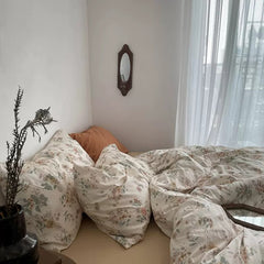 Bettwäscheset aus Baumwolle mit Vintage-Blassblumen-Print