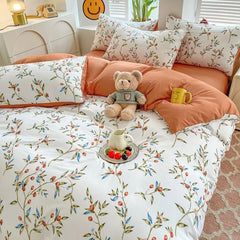 Vintage Red Berries Print Bedding Set