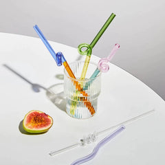 Pailles ondulées en verre pastel