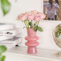 Vase à fleurs en verre ondulé