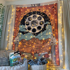 Tarot-Wandteppich „Der Mond“ in Farbe