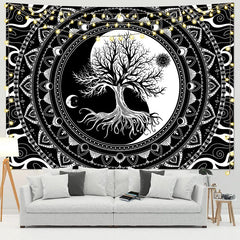 Yin Yang Tree of Life Tapestry