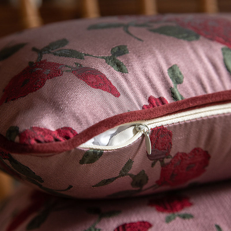 Retro Red Rose Zipper Pillowcase