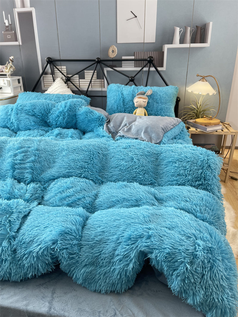 Winter Thickened Mink Velvet Bed Four Piece Set by LSI