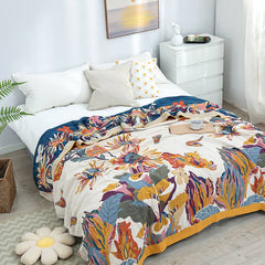 Butterfly Flower Print Cotton Reversible Quilt