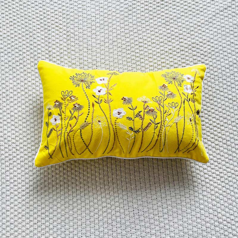 Rural Flower Pattern Embroidered Pillowcase