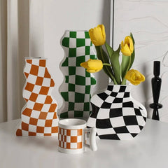 Checkered Ceramic Vase