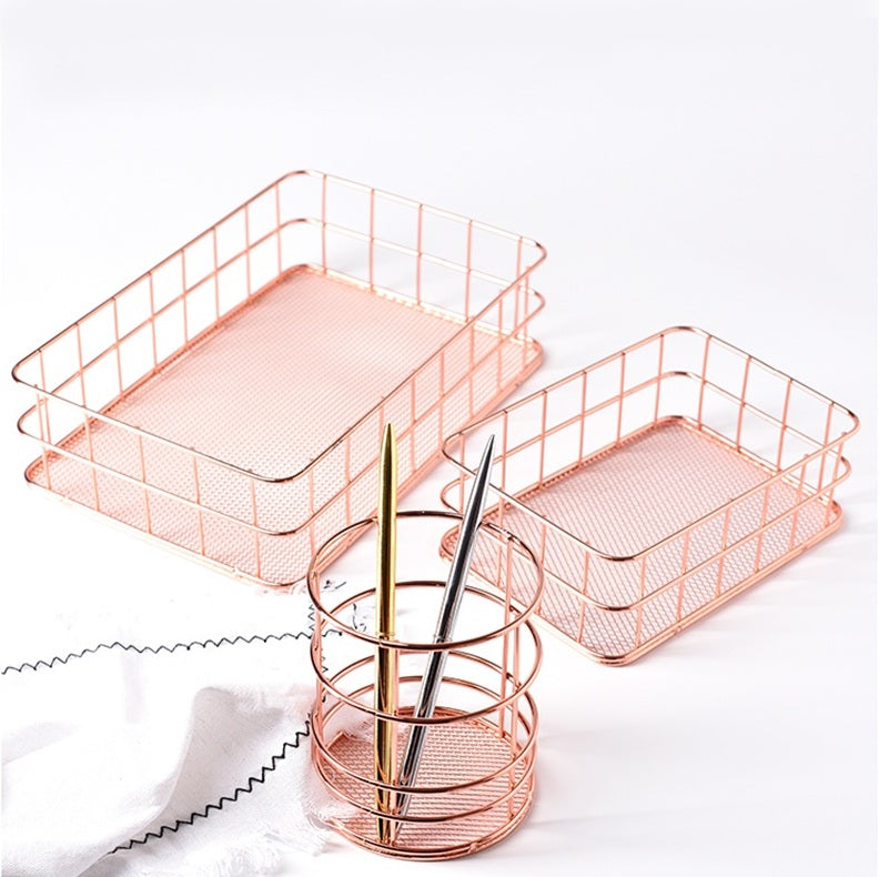 Aesthetic Rose Gold Beauty Basket