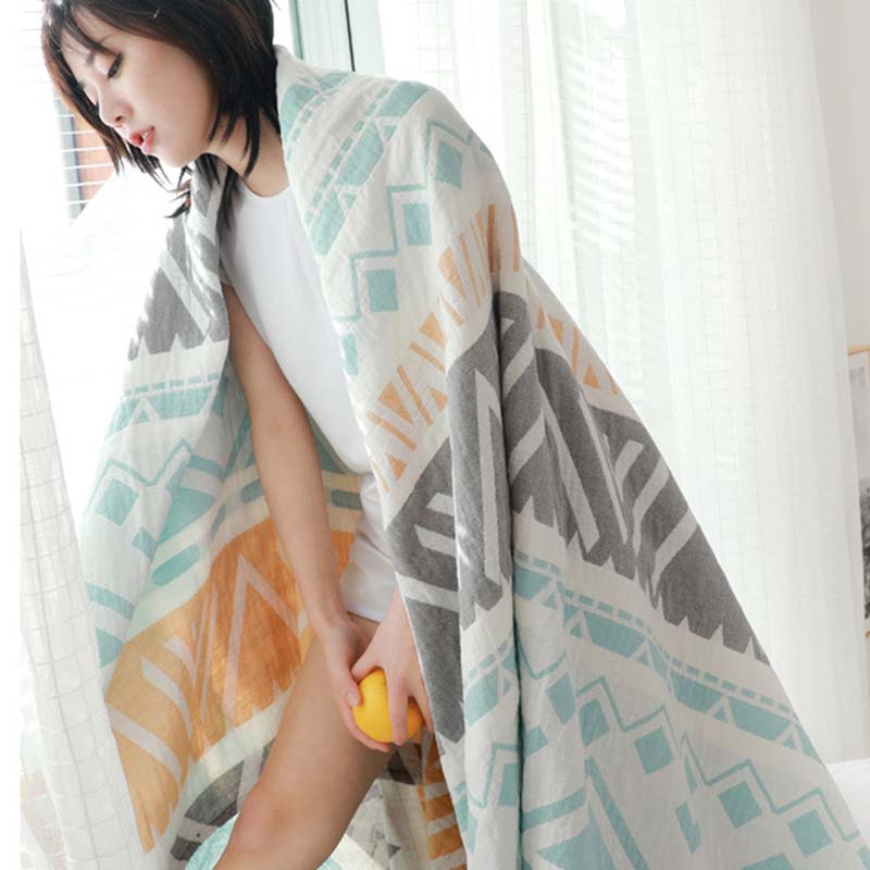Lightweight Colorblock Cotton Bed Blanket Quilt