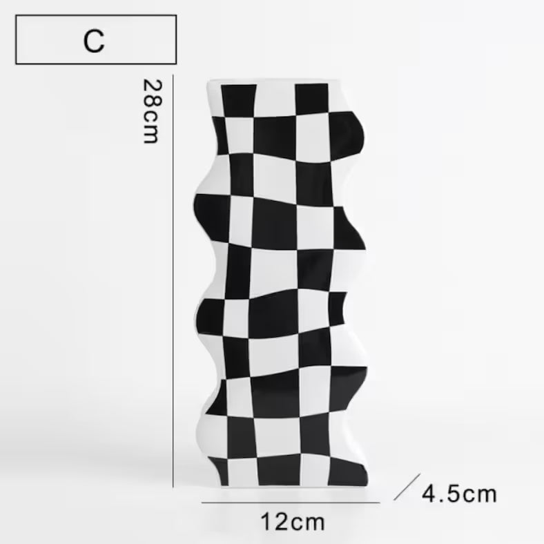 Checkered Ceramic Vase