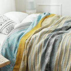 Cotton Wheat Ear Print Reversible Quilt