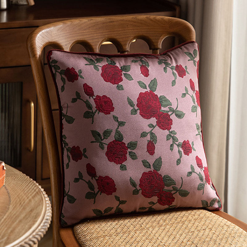 Retro Red Rose Zipper Pillowcase