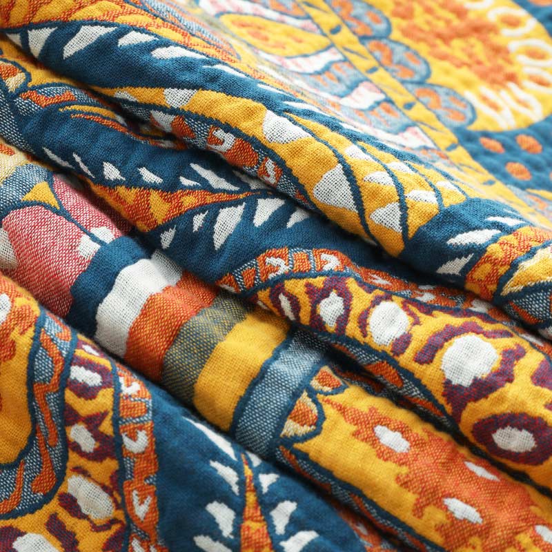 Bohemian Reversible Yellow Flower Summer Quilt
