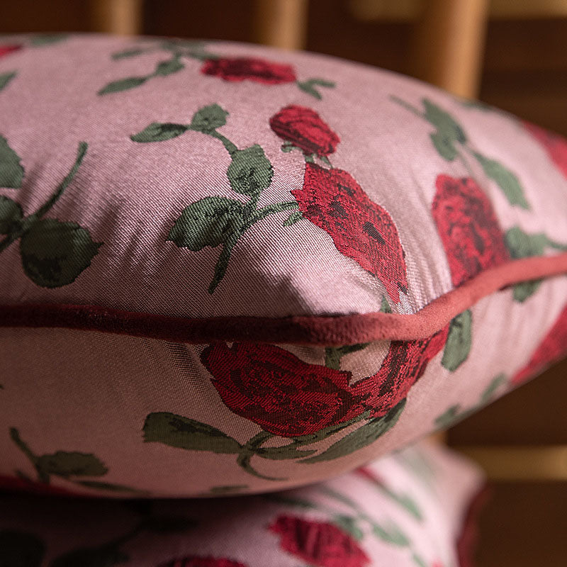 Retro Red Rose Zipper Pillowcase