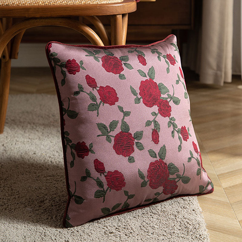 Retro Red Rose Zipper Pillowcase