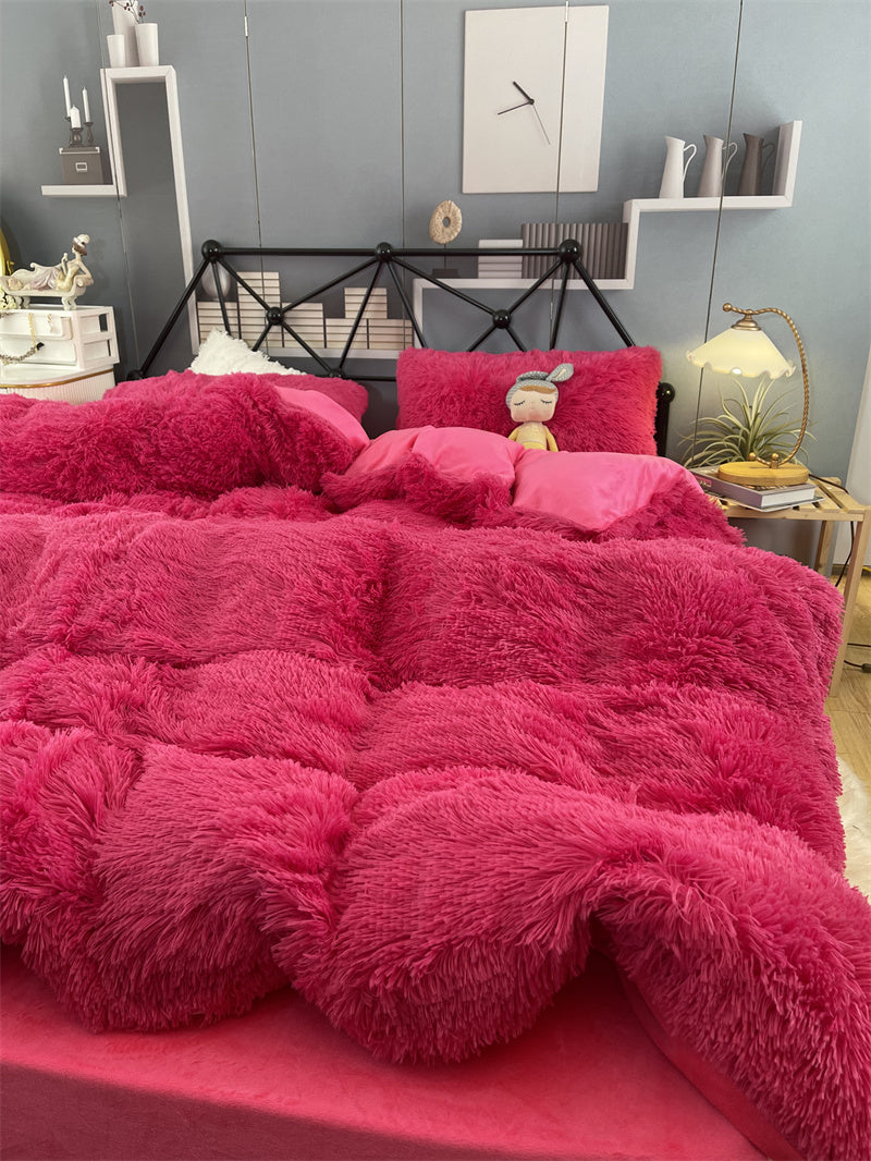 Winter Thickened Mink Velvet Bed Four Piece Set by LSI