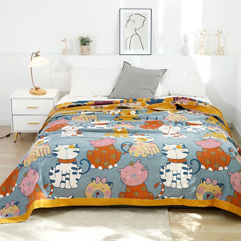 Cute Animal Cartoon Reversible Cotton Quilt