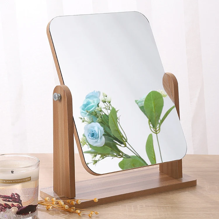 Rotatable Wooden Desk Mirror