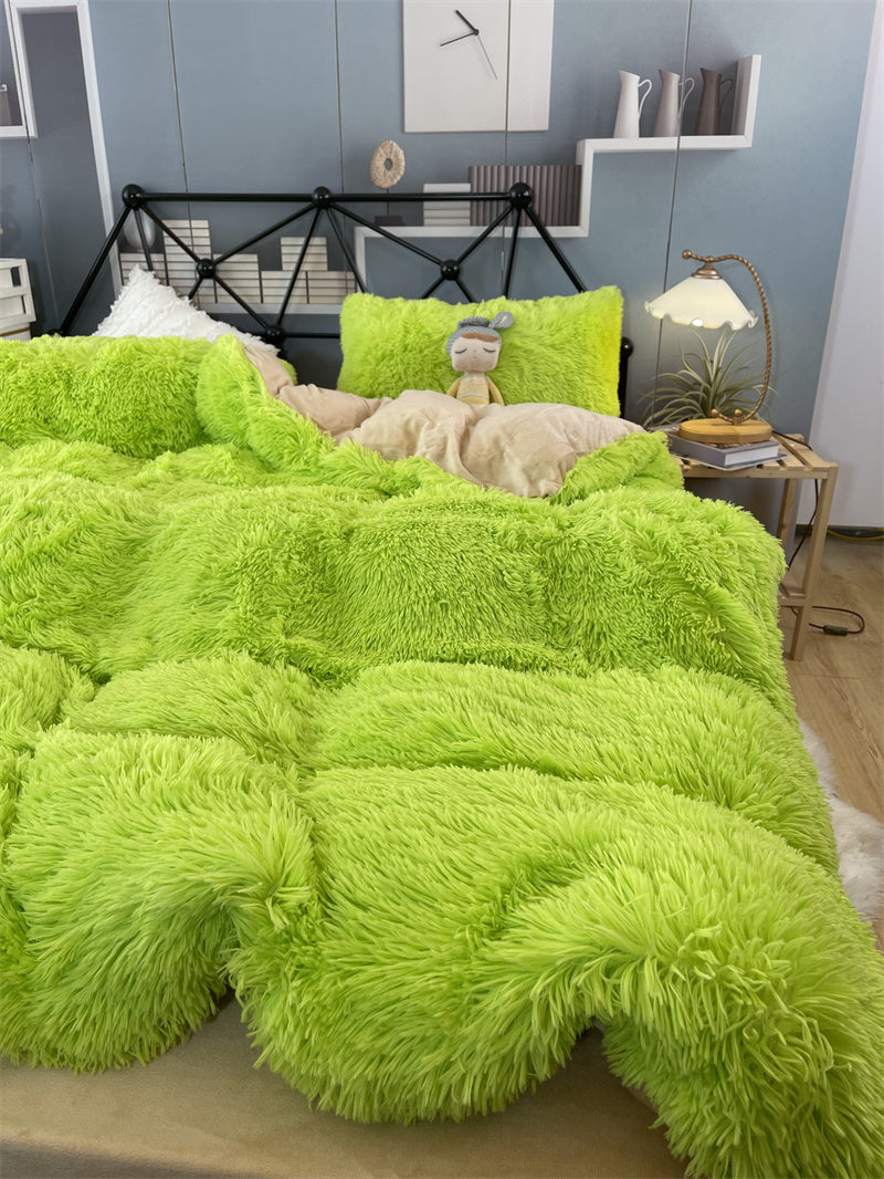Winter Thickened Mink Velvet Bed Four Piece Set by LSI