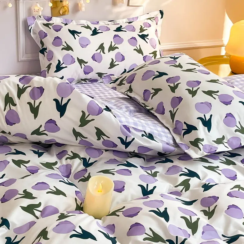 Purple Flowers Bedding Set