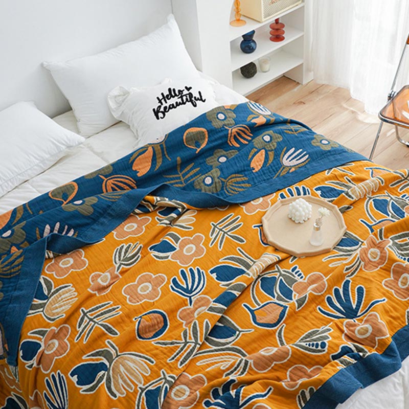 Bohemian Flower Print Double Side Quilt