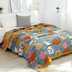 Cute Animal Cartoon Reversible Cotton Quilt