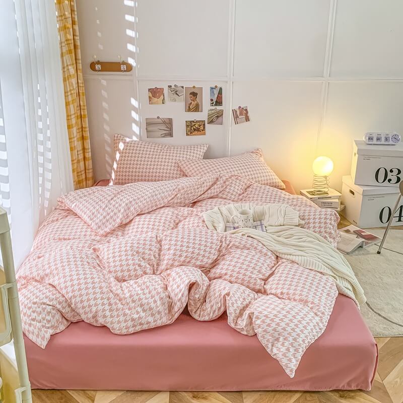 Korean Check Bedding Set