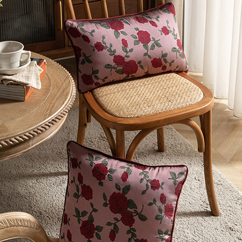 Retro Red Rose Zipper Pillowcase