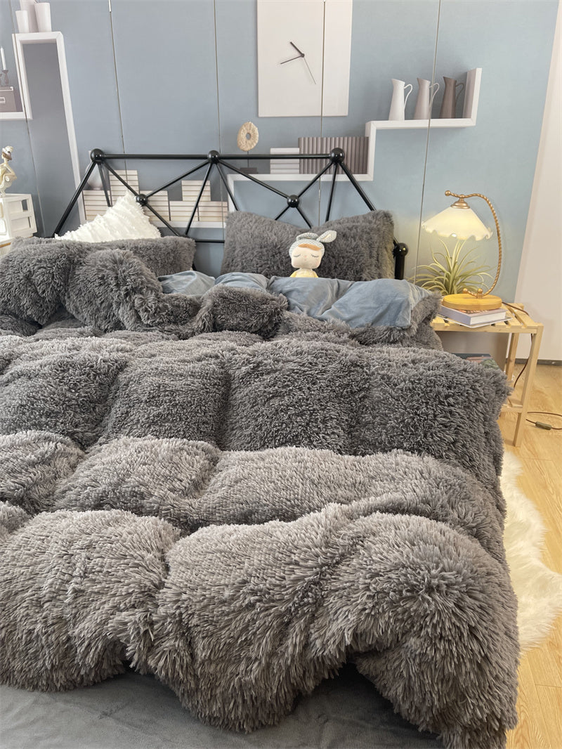 Winter Thickened Mink Velvet Bed Four Piece Set by LSI