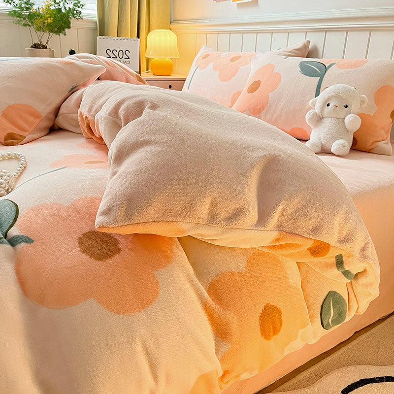 Thickened Winter Double-sided Milk Velvet Bed Sheet And Quilt Cover