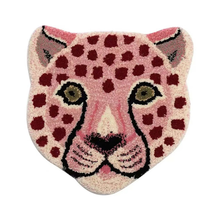 Pink Leopard Pattern Preppy Preppy Pink Leopard Rug – Oitoy