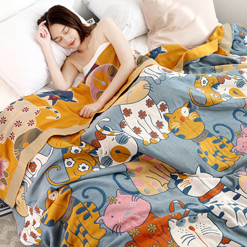 Cute Animal Cartoon Reversible Cotton Quilt