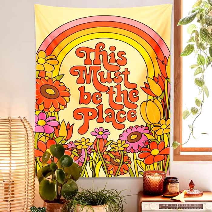 Retro Vibes Floral Tapestry