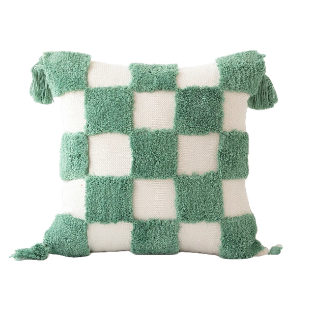 Green Checkered Cushion Cover