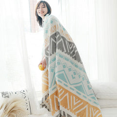 Lightweight Colorblock Cotton Bed Blanket Quilt