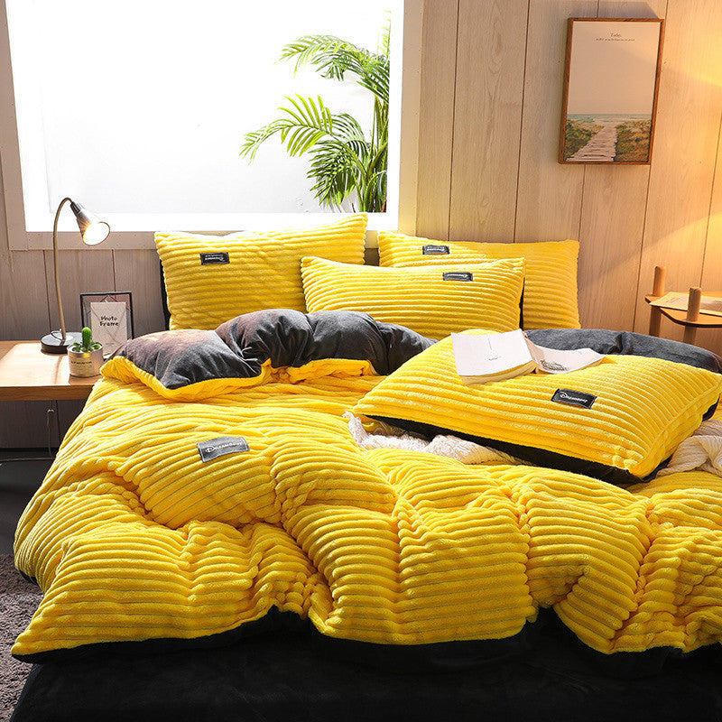 Thicken Corduroy Velvet Four-Piece Bedding Set by LuxuryLifeWay