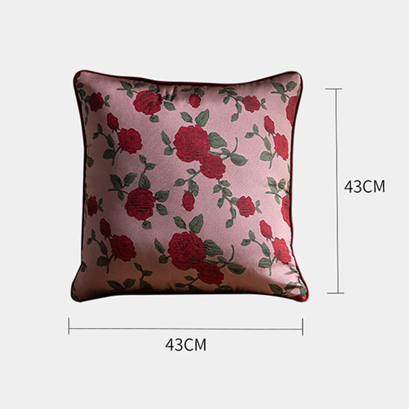 Retro Red Rose Zipper Pillowcase