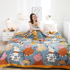 Cute Animal Cartoon Reversible Cotton Quilt