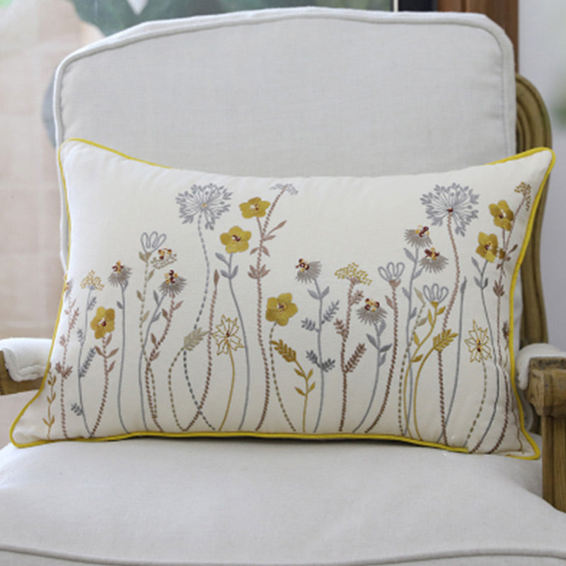 Rural Flower Pattern Embroidered Pillowcase