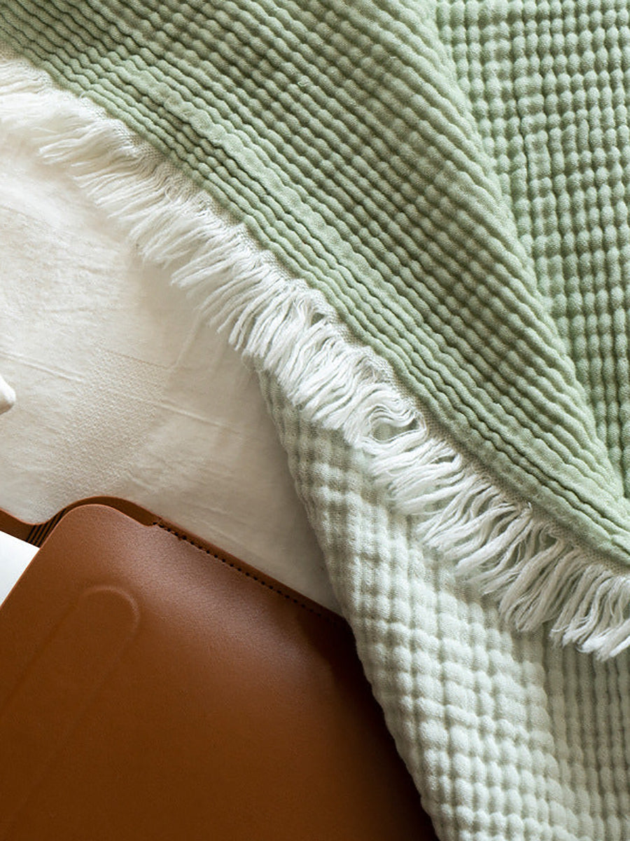 Tassel Blanket 100% Cotton Sofa Throw Cartoon Throw Blanket Quilt
