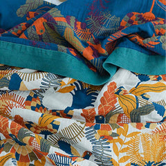Soft Bird & Flower Cotton Reversible Quilt