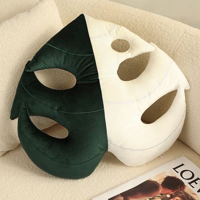 Coussin en peluche à feuilles tropicales