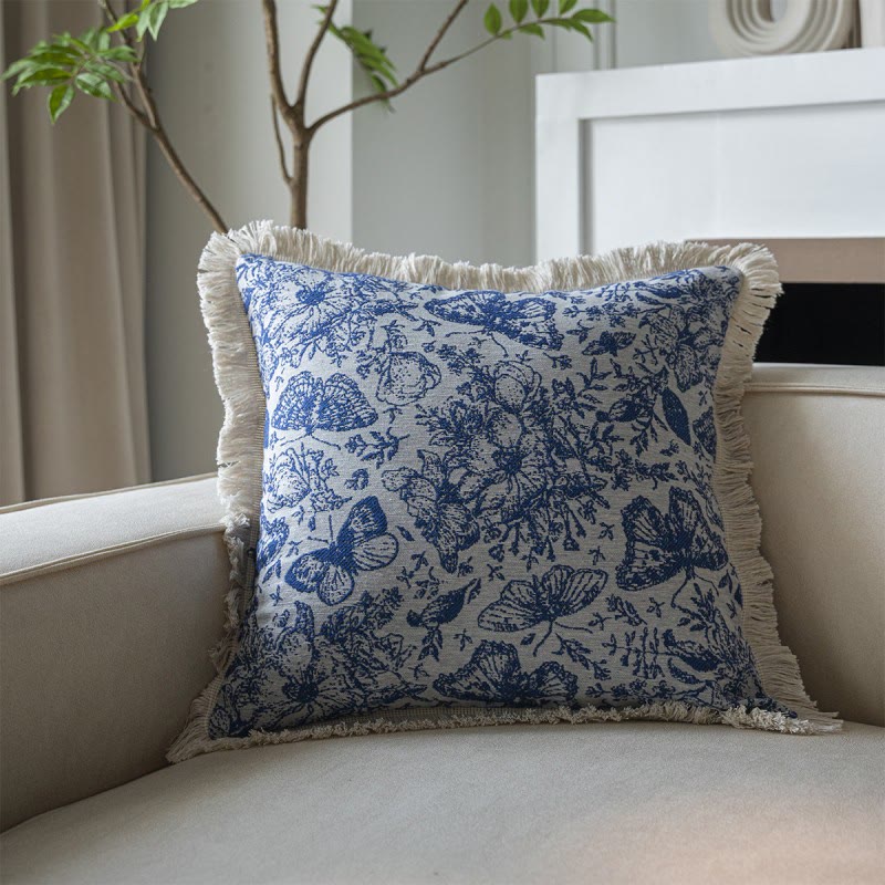 Jacquard Pattern Rural Retro Tassel Pillowcase